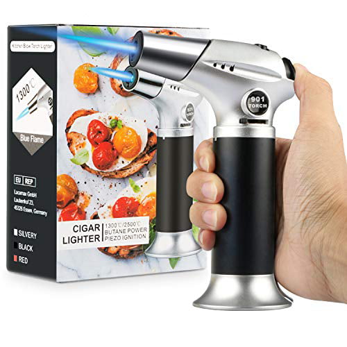 creme, butane flasks not included Butane torch refillable kitchen torch cooking torch with safety lock adjustable flame for baking BBQ cooking brulee